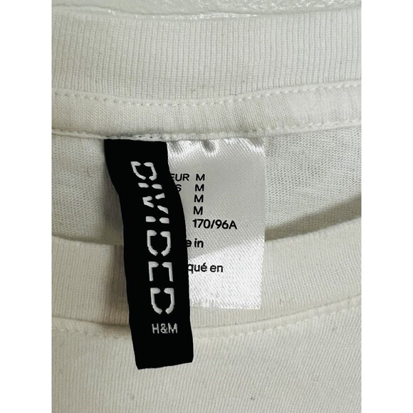H&M Divided White Honesty & Respect Cropped Short Sleeve T Shirt Size Medium - Picture 3 of 4